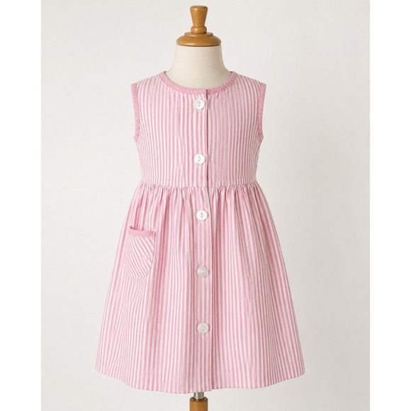 Ruth Scharf Other - Ruth Scharf Striped Dress Girls 6X Pink Vintage Button Front Sleeveless USA